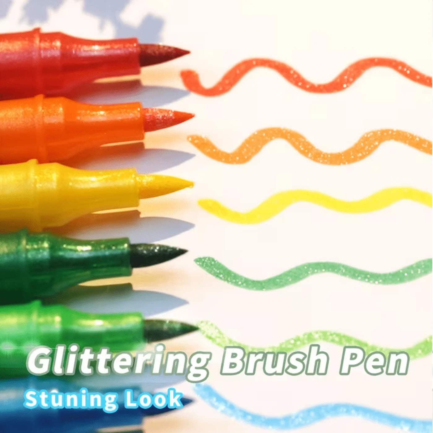24 Colors Double Head Glitter Markers Fast Drying Fine Tip Pen Set for Scrapbooking Card Making Journaling Art Coloring
