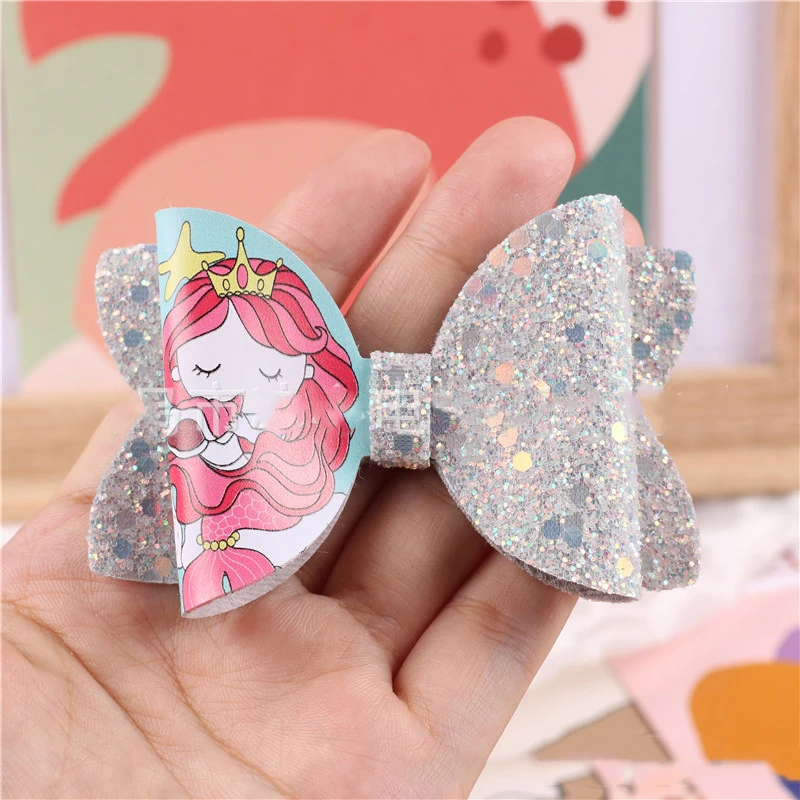 Disney Cartoon Princess Bow Hairpin Frozen Elsa Anna Anime Children\'s Hair Clip for Baby Girl\'s Headdress Kids Birthday Gifts