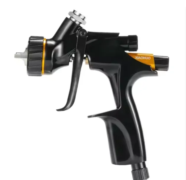 600ml Cup Basecoat Pneumatic HVLP High Pressure Spray Gun V1-B Plus (HVLP) Air Cap Non-Digital Gaug Pressure Feed Paint Nozzle
