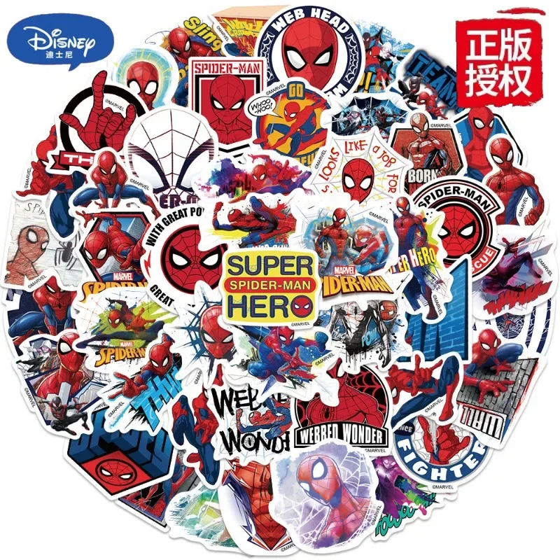 50pcs/se Disney Spider-Man New Stickers Ornaments Cute Cartoon Spider-Man Decoration Pendants Home Decor Kids Holiday Gifts