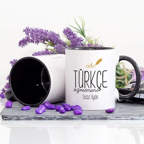 Personalized navy blue colorful turkish teacher cup cup