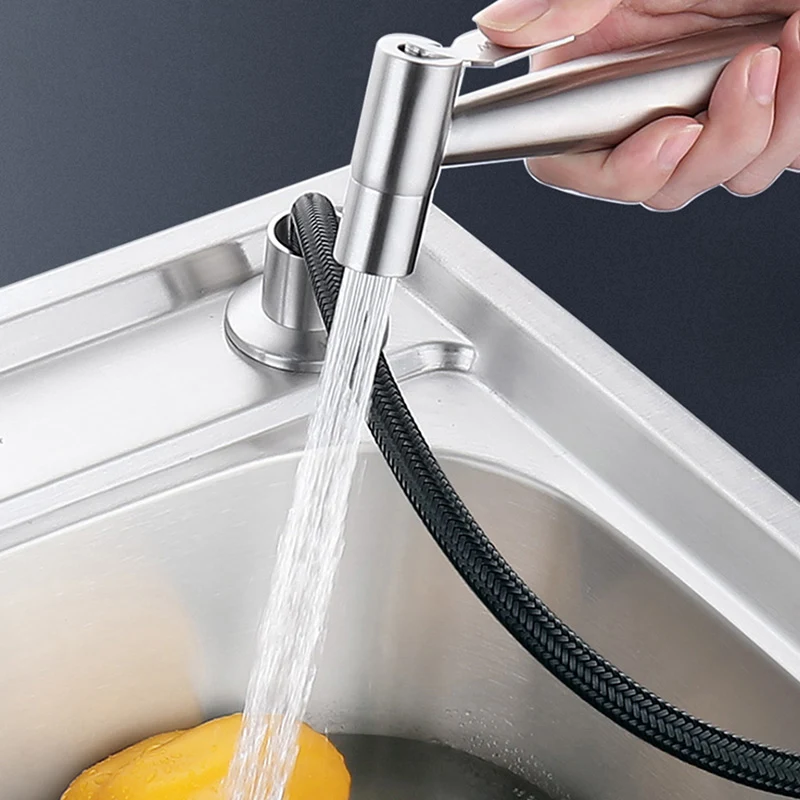 304 stainless steel black kitchen sink shower spray gun washing vegetables pull spray gun set bathroom bidet spray gun set