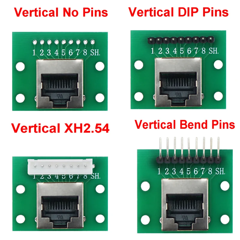 1Pcs RJ45 Adapter Board To XH2.54 Modular Ethernet Connector Adapter Network Interface + Breakout Board + Pin Header