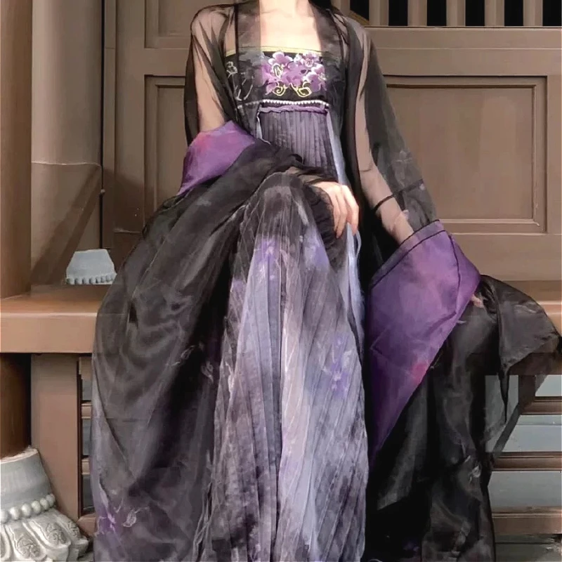 Traditionelle Frauen Tang Hanfu Kleid Dynastie Stickerei Elegante Alte Chinesische Stil Dame Vintage Bühne Kostüm Tanz Hanfu Sets