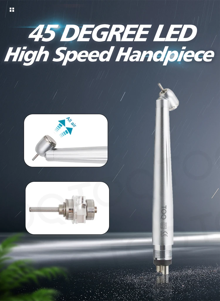 45 degree LED light dental high-speed handle standard head button single spray LED light B2 M4 2/4 holes