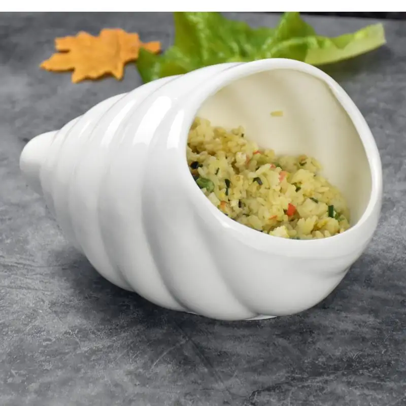 Irregular Conch Bowl Kitchen Tableware Bowls and Plates Ceramic Salad Western Pasta Plate 6 Inches