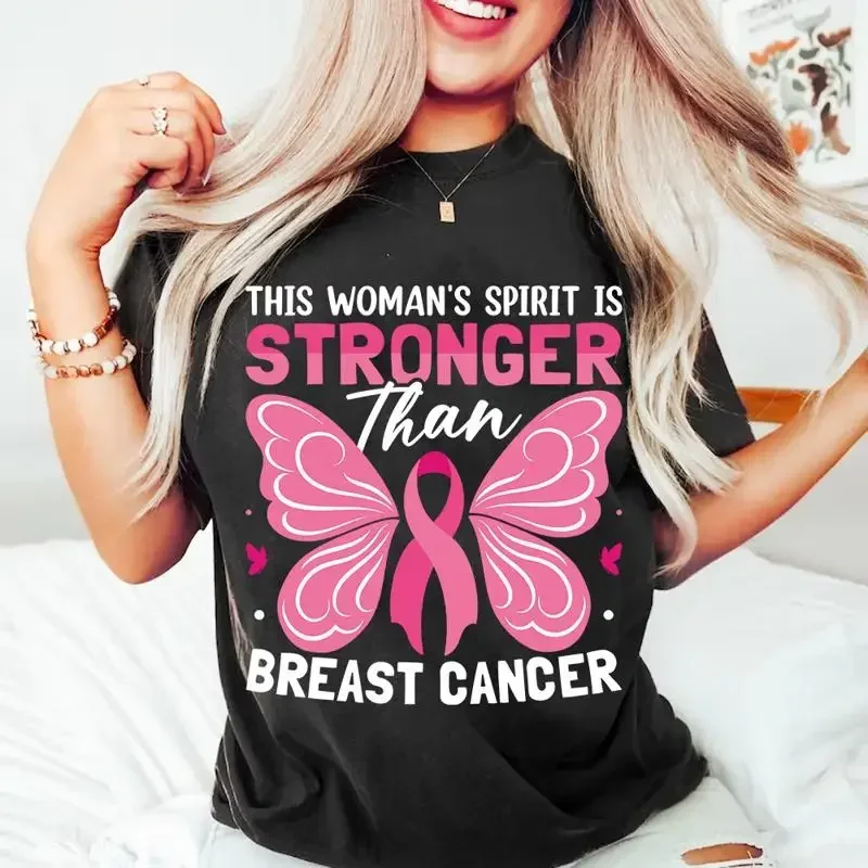 Womens Cute Woman s Spirit is Stronger Than Breast Cancer Awareness T Shirt