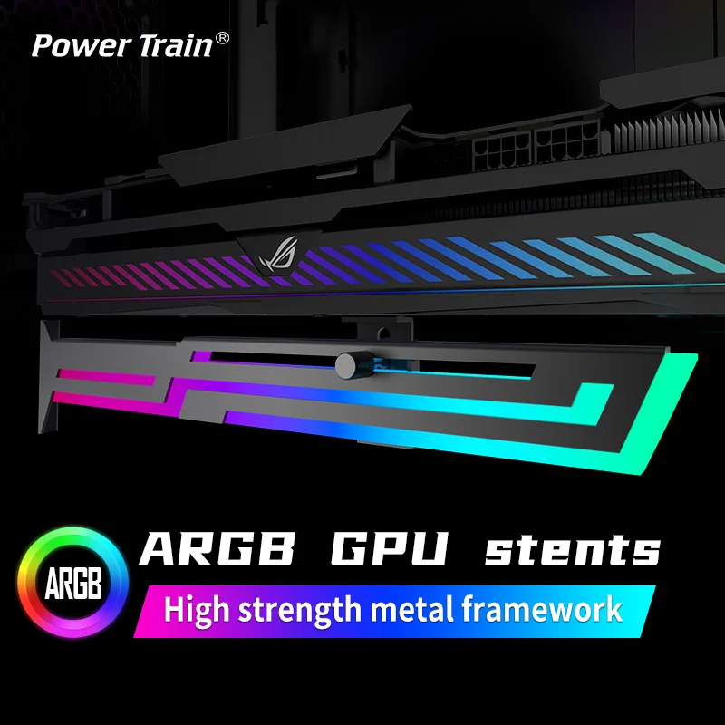 

Power Train ARGB Graphics Card Bracket 5V 3PIN ARGB AURA SYNC Computer Graphics Card VGA Holder Height Adjustable