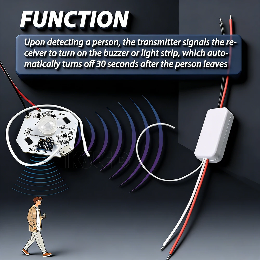 Wireless PIR Motion Detector System:Auto-Activate Buzzer with Delay Timer via Signal Transmission for Anti-theft Alert