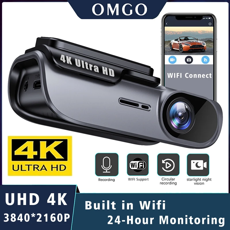 UHD 4K 3840*2160P Dash Cam WIFI Car DVR Camera Video Drive Recorder Dashcam Registrar Black Box 24 Hour Monitoring Night Vision