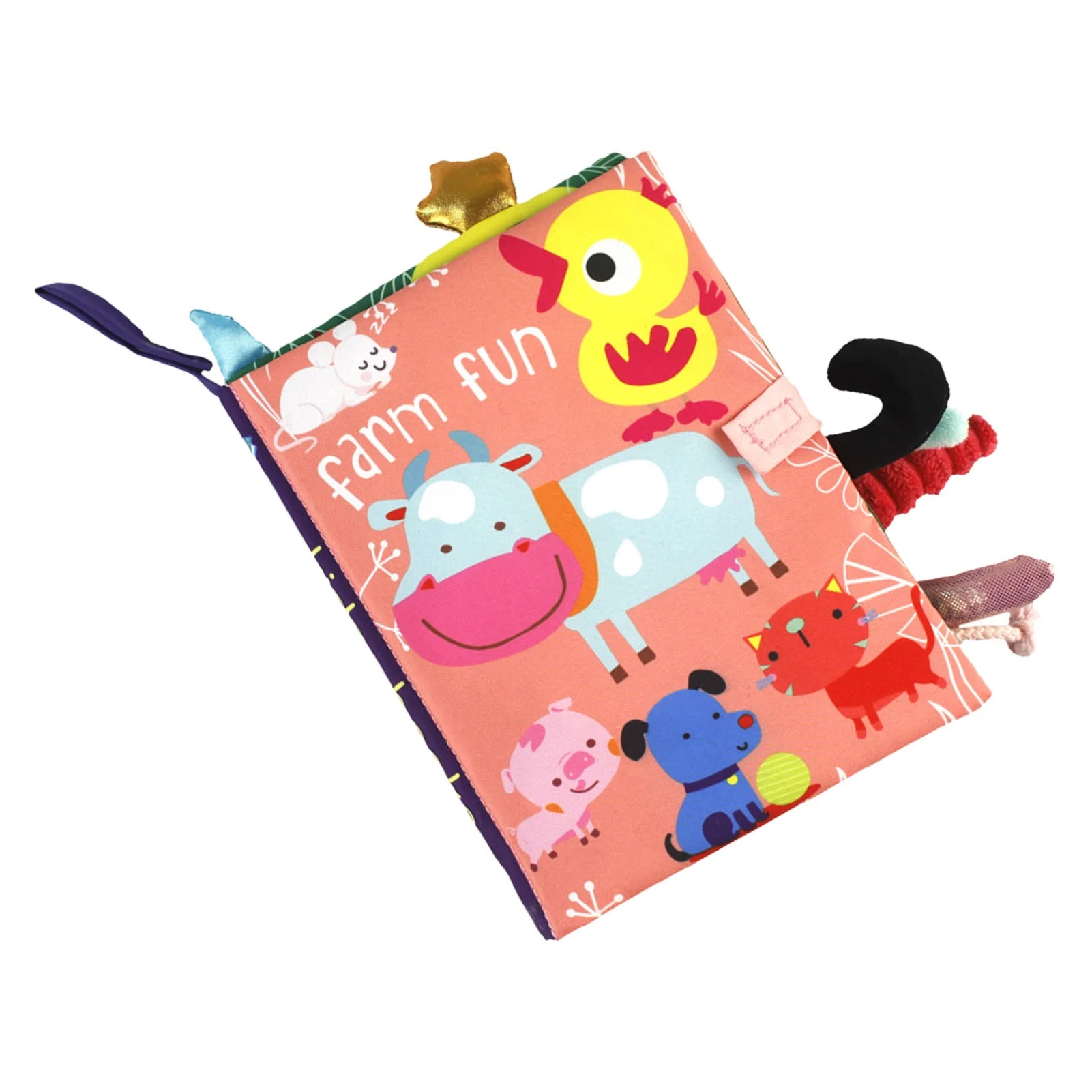 Baby Soft Cloth Book 4 Pages Bright Color Vivid Pattern Educational Skill Development Crinkle Cloth Book