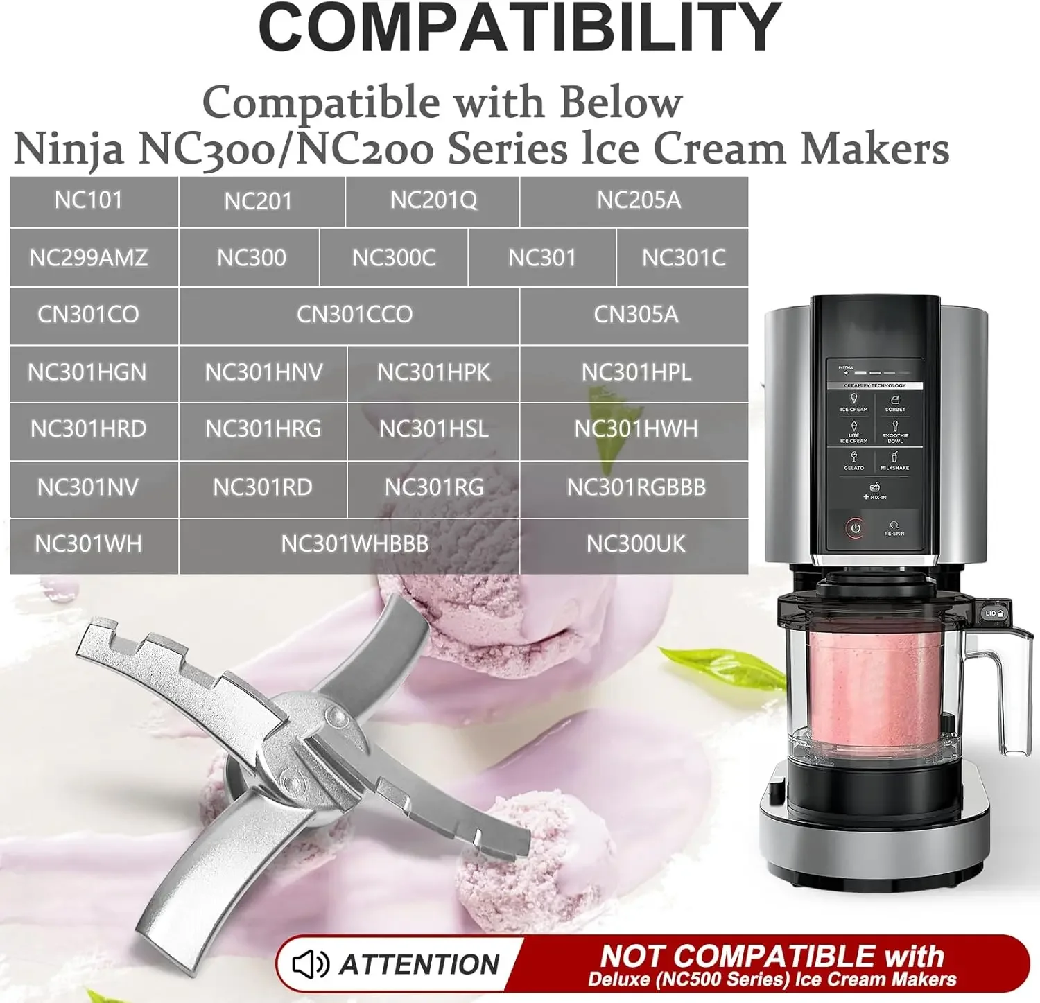 Ice Cream Makers Blade For Ninja Creami NC300 Series Mixing Blade 