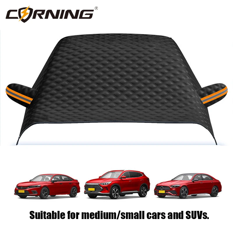 Car Half Cover Black Protector Winter Awning Snow Covers Windshield Protective Outdoor Sunshade Front Glass Waterproof Vehicle