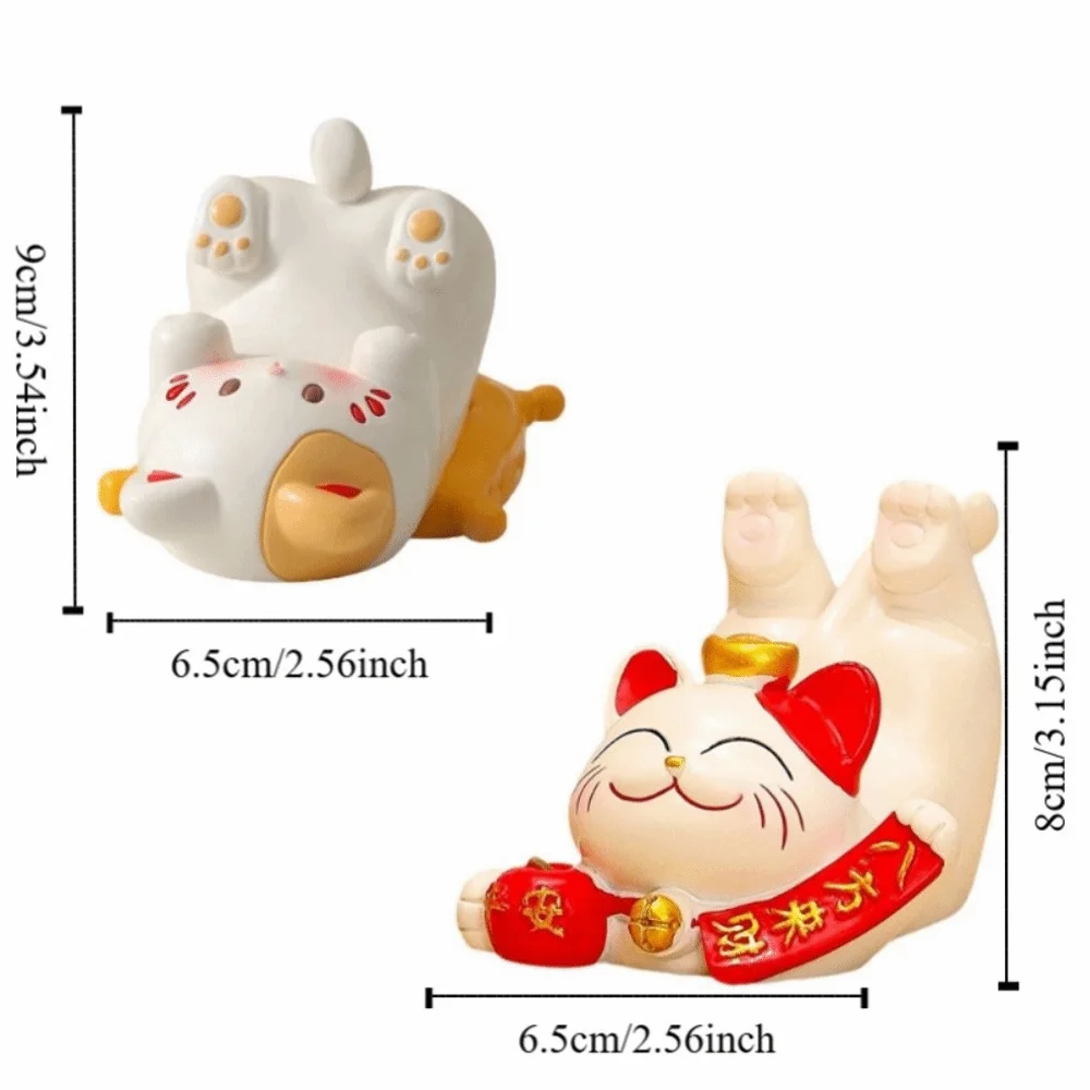 Figurine Articoli in miniatura Porta cellulare Lucky Cat Artigianato in resina Squisito supporto per cellulare per animali Stile cinese realistico