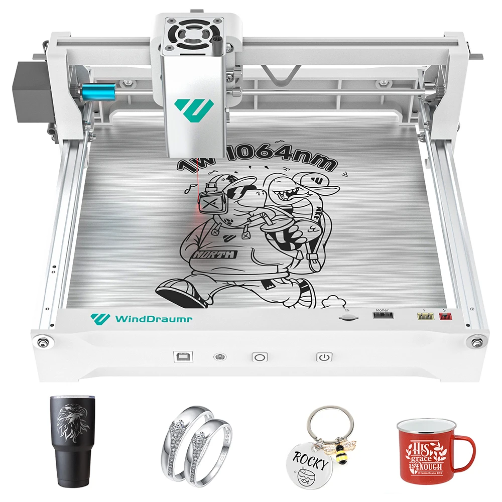 

WindDraumr P1 Ultra Laser Engraver 1W 1064nm Infrared Laser Engraving Machine For Metal Gold Siver Stainless Plastic DIY Makers