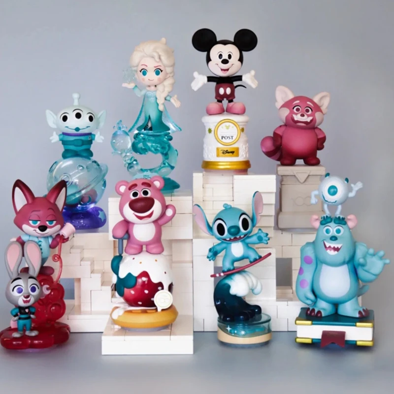 Disney 100th Anniversary Series Toy Anime Figures Stitch Lotso Mickey Mouse Elsa Zootopia Cute Collectible Figurine Doll Gift