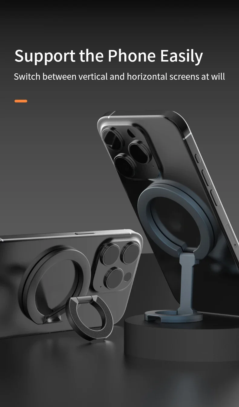 Für MagSafe Doppelseitige Magnetische Telefon Ring Halter Tragbare Falten Handys Ständer Telefon Zubehör Unterstützung Halterung Grip Tok – Detail 9