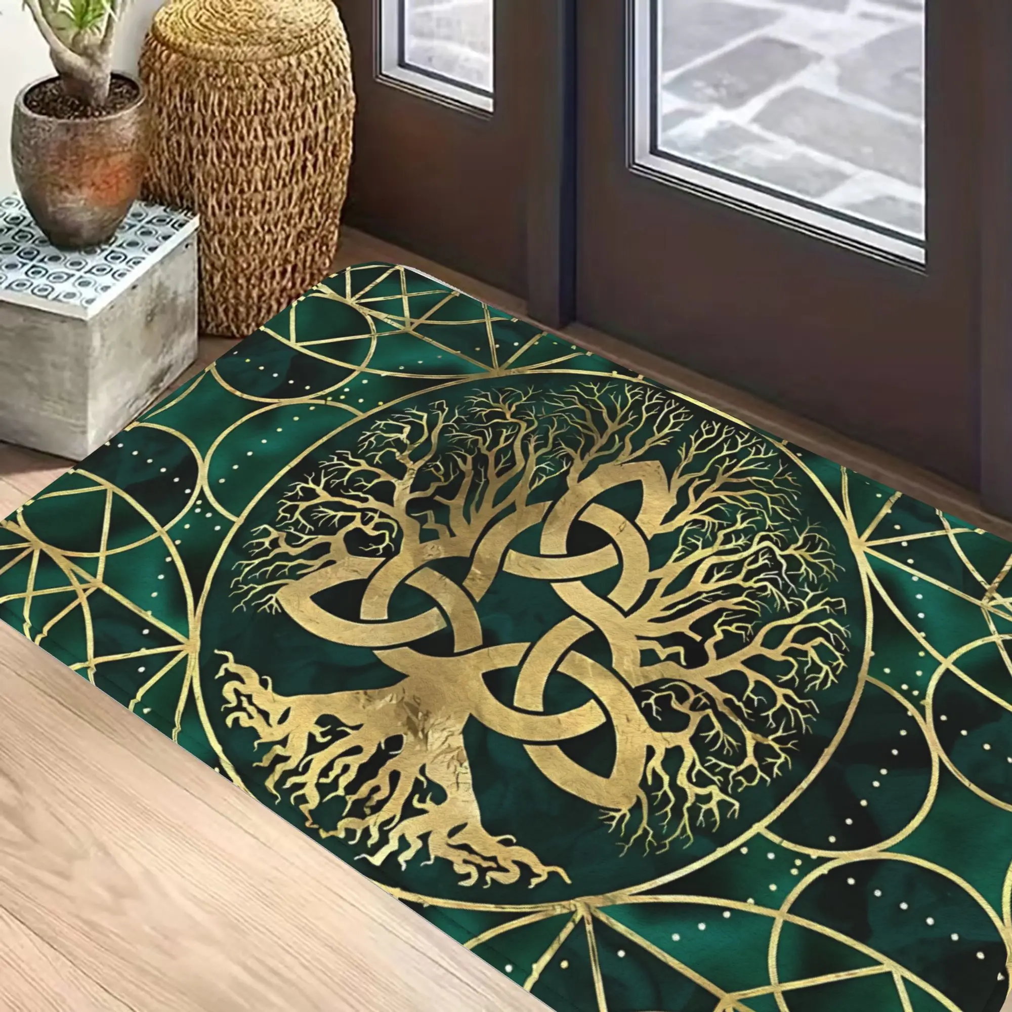 Tree of Life Rug Triquetra & Celtic Art Decorative Floor Mat – 31x20 Inch, Soft Non-Slip Doormat for Entryway & Bathroom