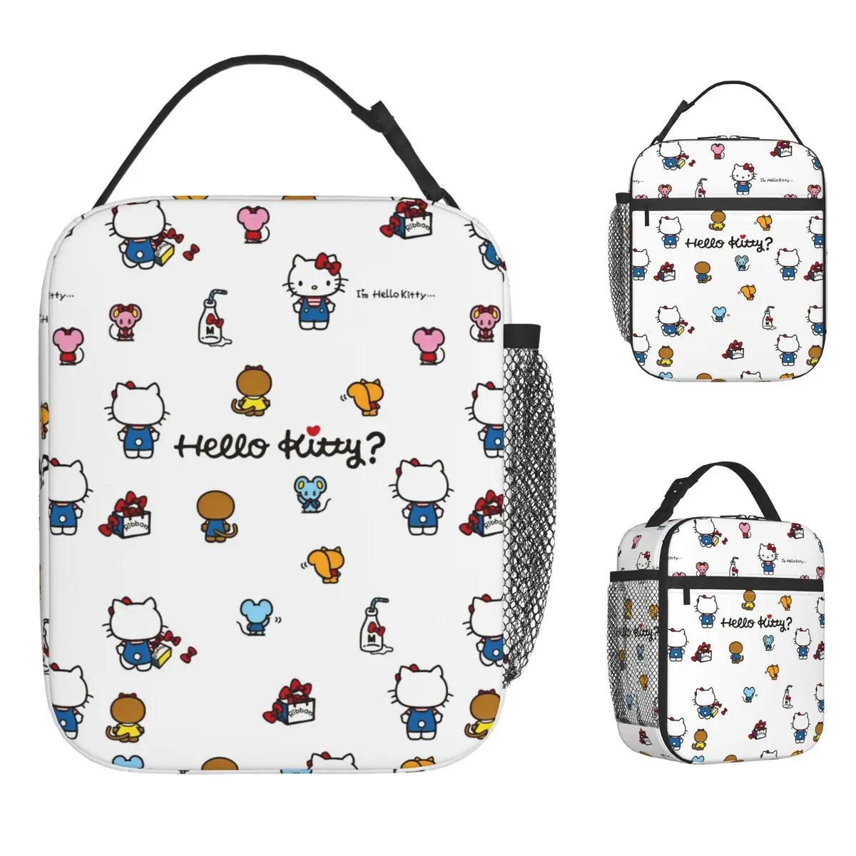 Bolsa de almuerzo con aislamiento de Hello Kitty y sus amigos Joy, bolsas contenedoras de comida bonitas de dibujos animados, fiambrera térmica portátil para viaje