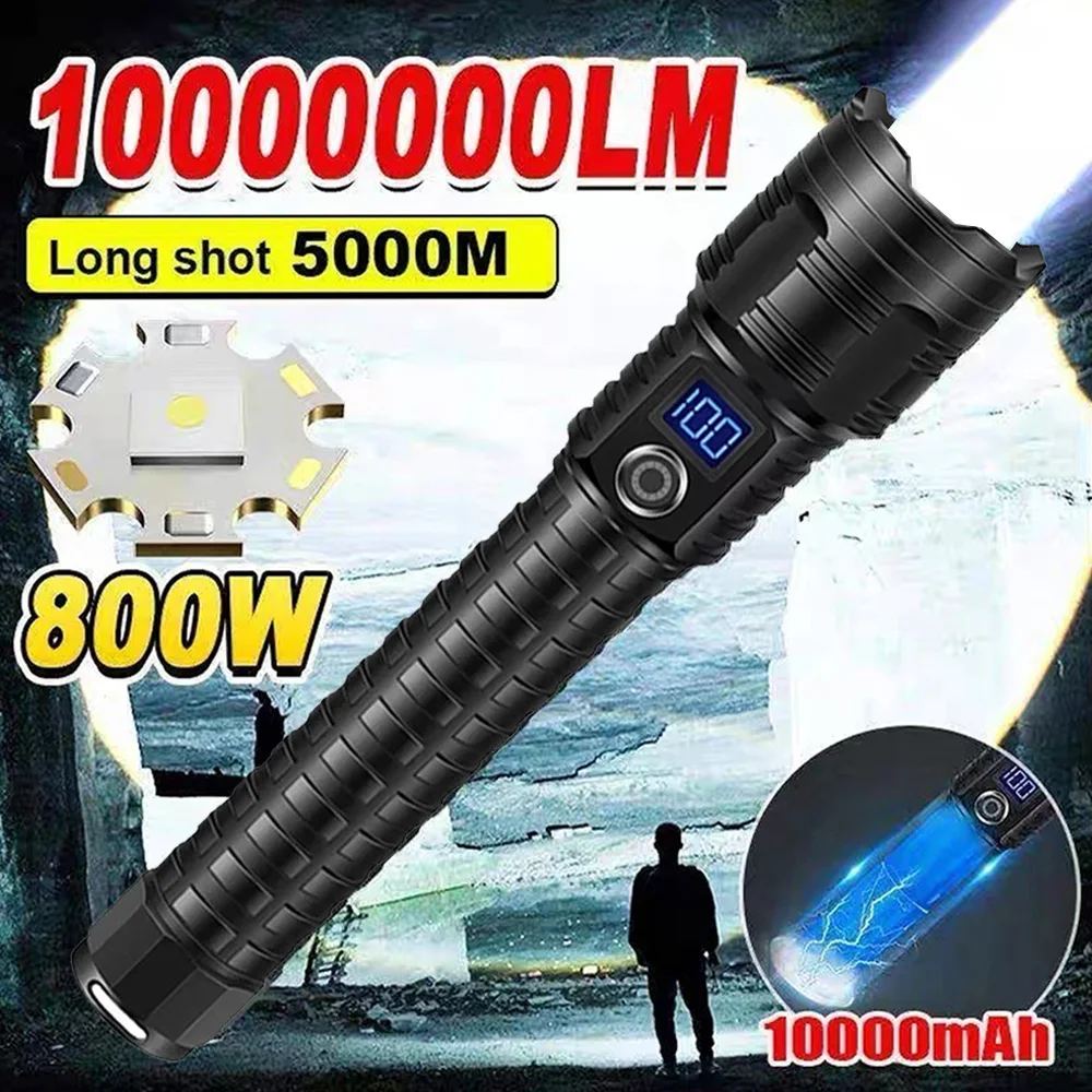 

1000000LM High Power Led Flashlights Usb Rechargeable Flashlight Strong Light Military Tactical Lantern Camping Outdoor Torch