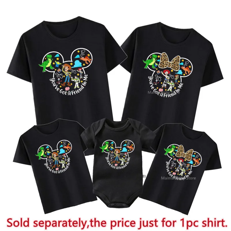 New Disney Toy Story Mickey Minnie Family Matching Shirts Funny You\'ve Got a Friend In Me Disneyland Family Vacation Outfits