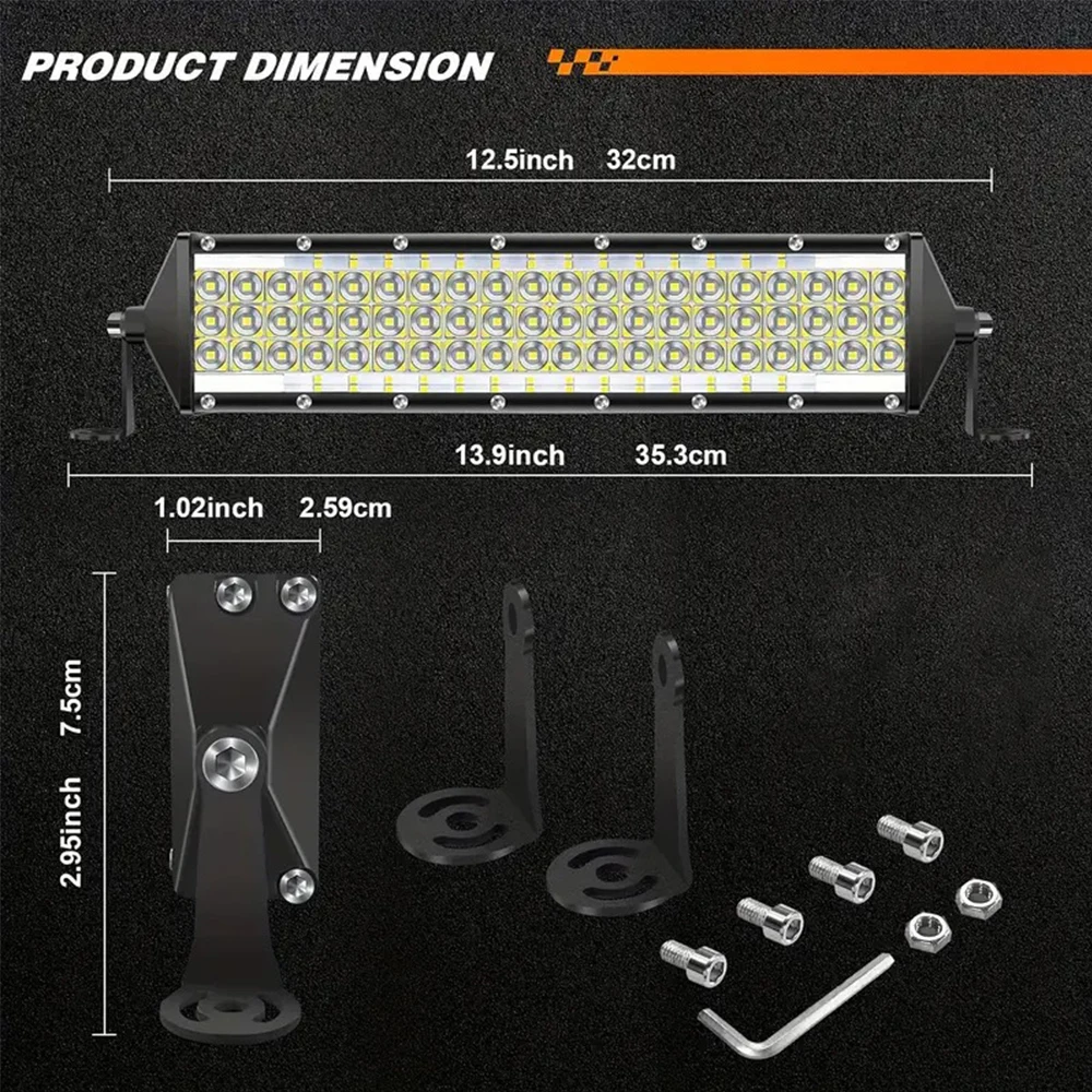 تيار مستمر 9-30 فولت 12 بوصة الطرق الوعرة الأضواء مصباح ليد بار أضواء القيادة الفيضانات شعاع LED ضوء العمل لشاحنة بيك اب SUV ATV UTV #4