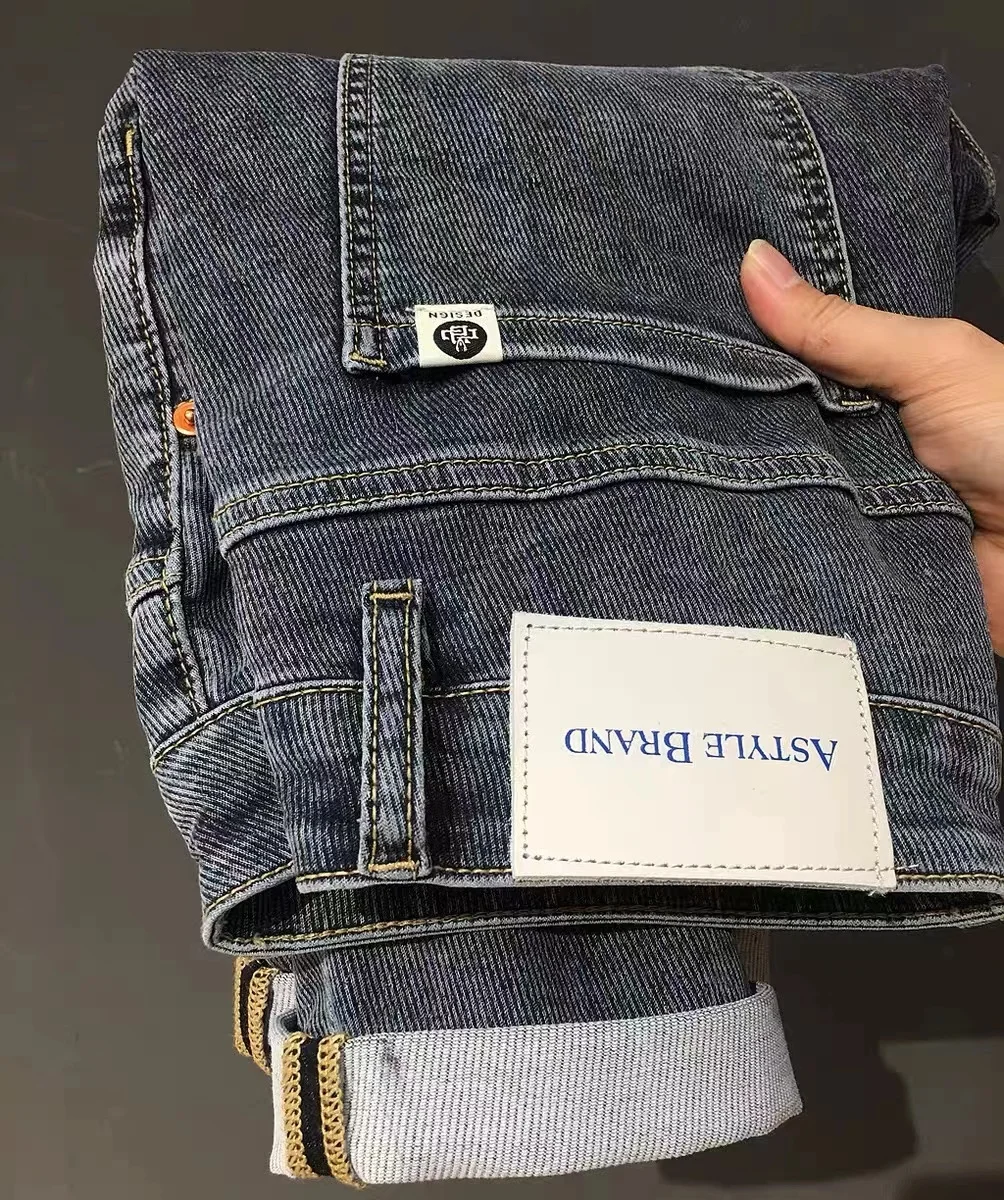 

Blue ey Denim Jeans Men's Trendy Brand Korean Sle Slim Fit Autumn Faionable All-Match Long Pants Straight Tube Casual