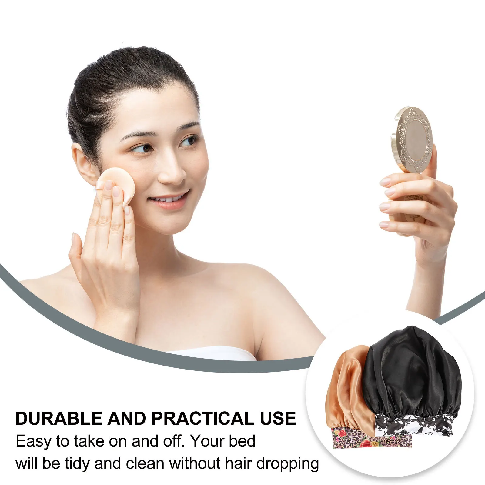 

2 шт., атласная шапочка для волос, женская эластичная шапочка для сна с краями, предотвращает завязывание узлов, атласная шапочка для сна для защиты волос, шапочки для сна