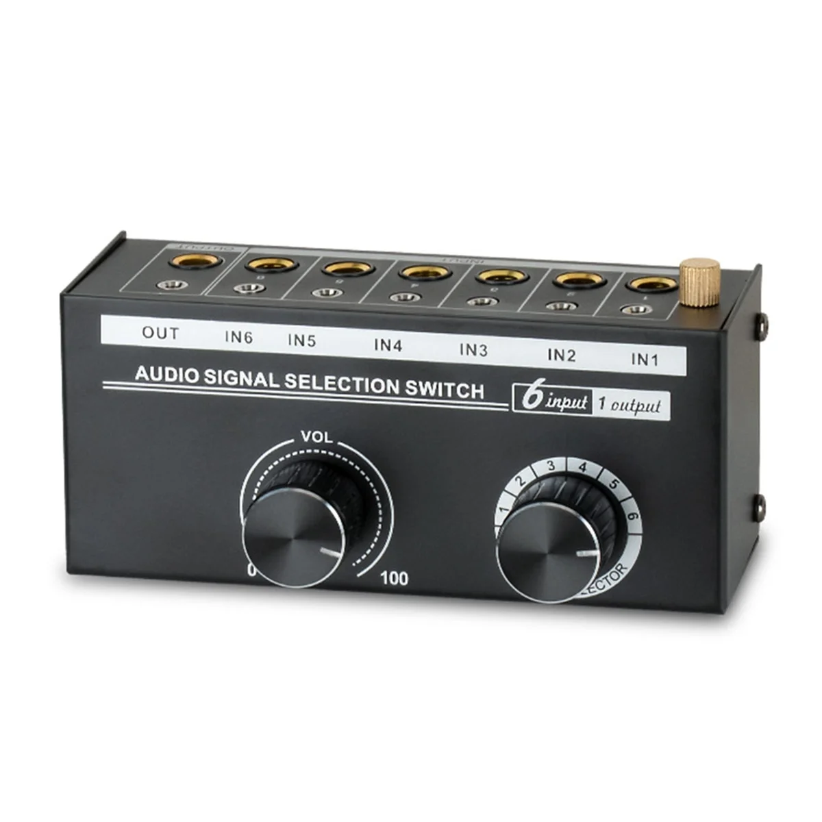 Audio Switcher -6-Way 3.5/6.35mm Stereo Audio Switch - Signal Source Switcher Selector Splitter Box with Line Controller