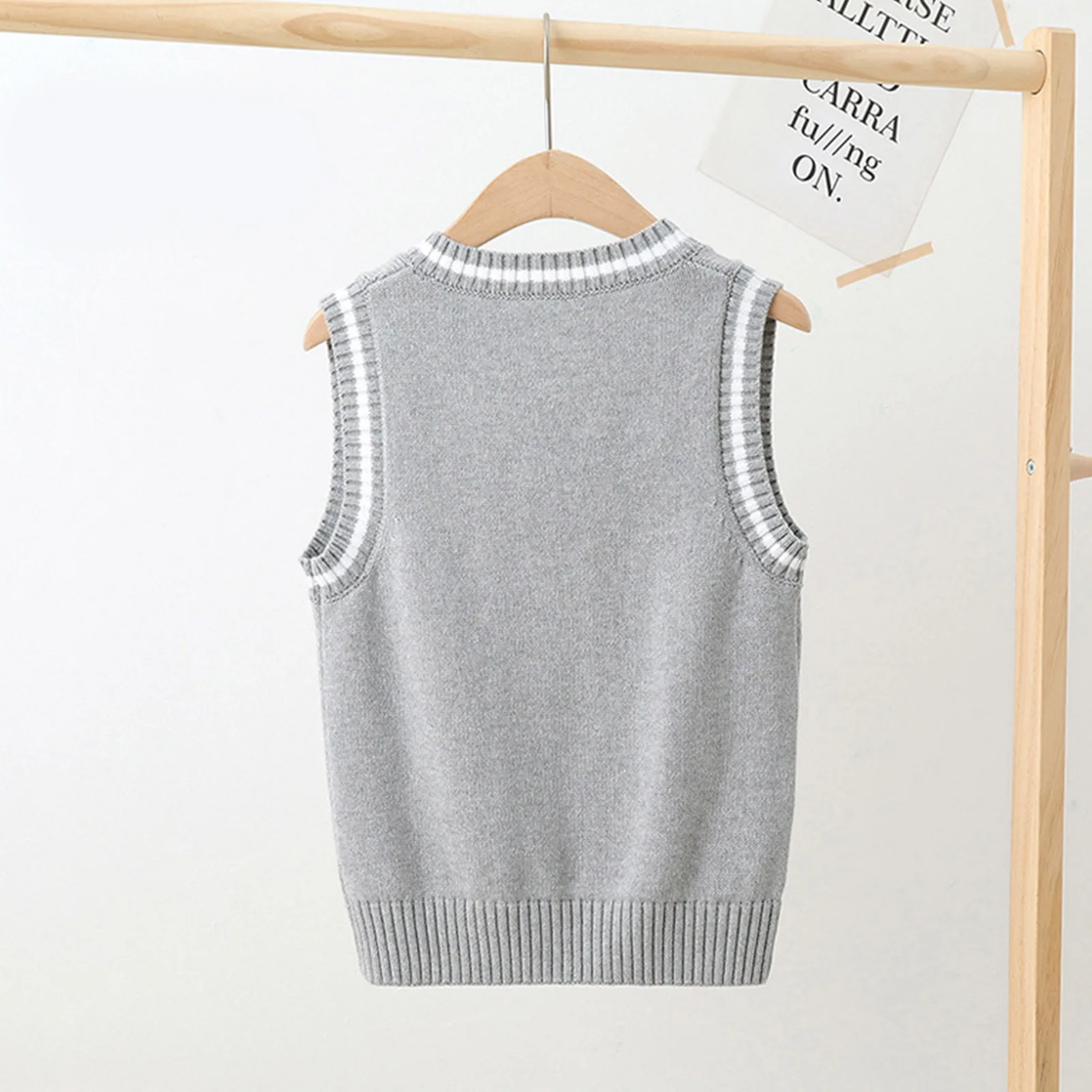 Girls Boys Sweater Vest V-Neck Knitted Pullover School Uniforms Sleeveless Cardigan Waistcoat Unisex Kids School Daily Clothes