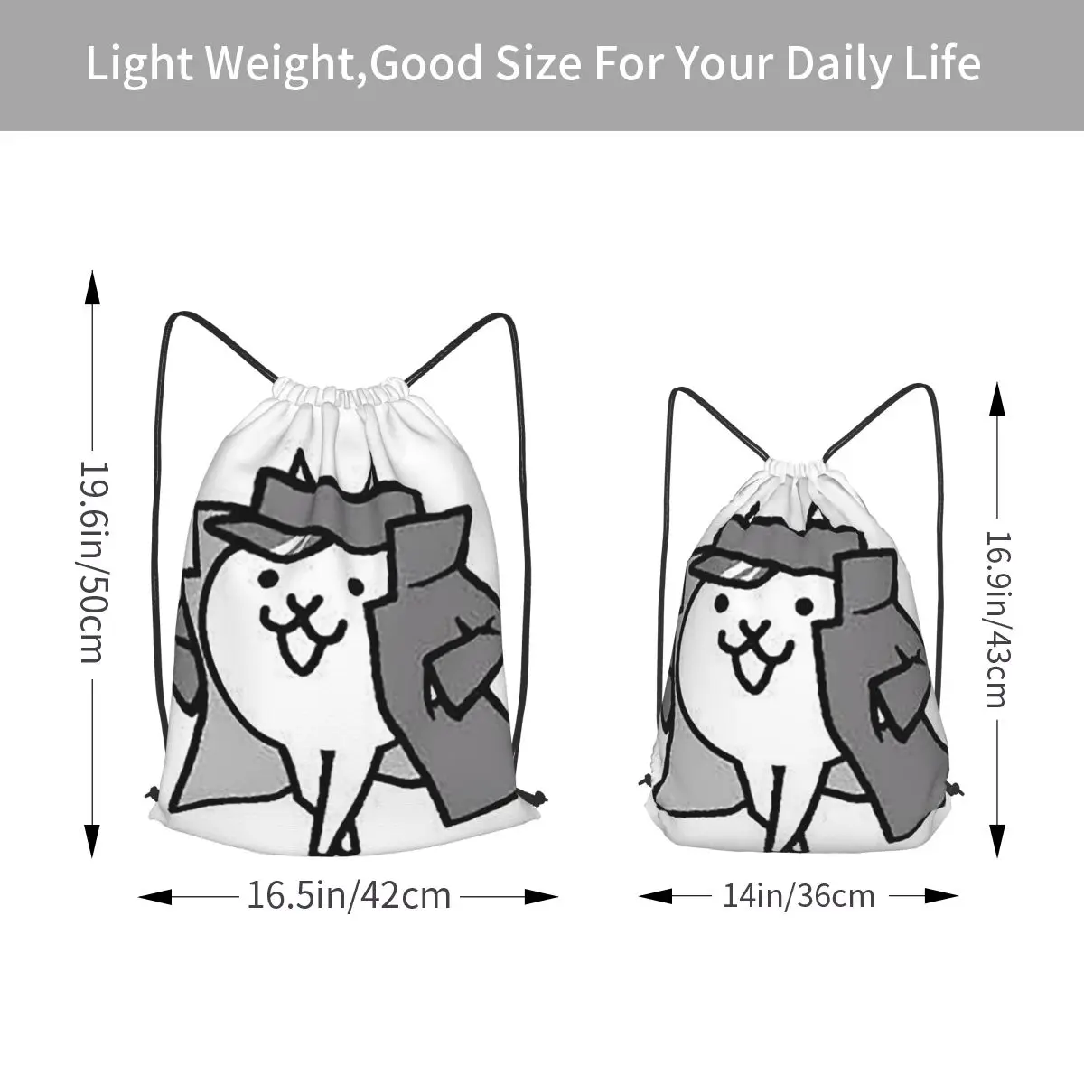 Gato Jotaro Battle Cats Backpacks Multi-function Drawstring Bundle Pocket Shoes Bag Book Bags for Travel School
