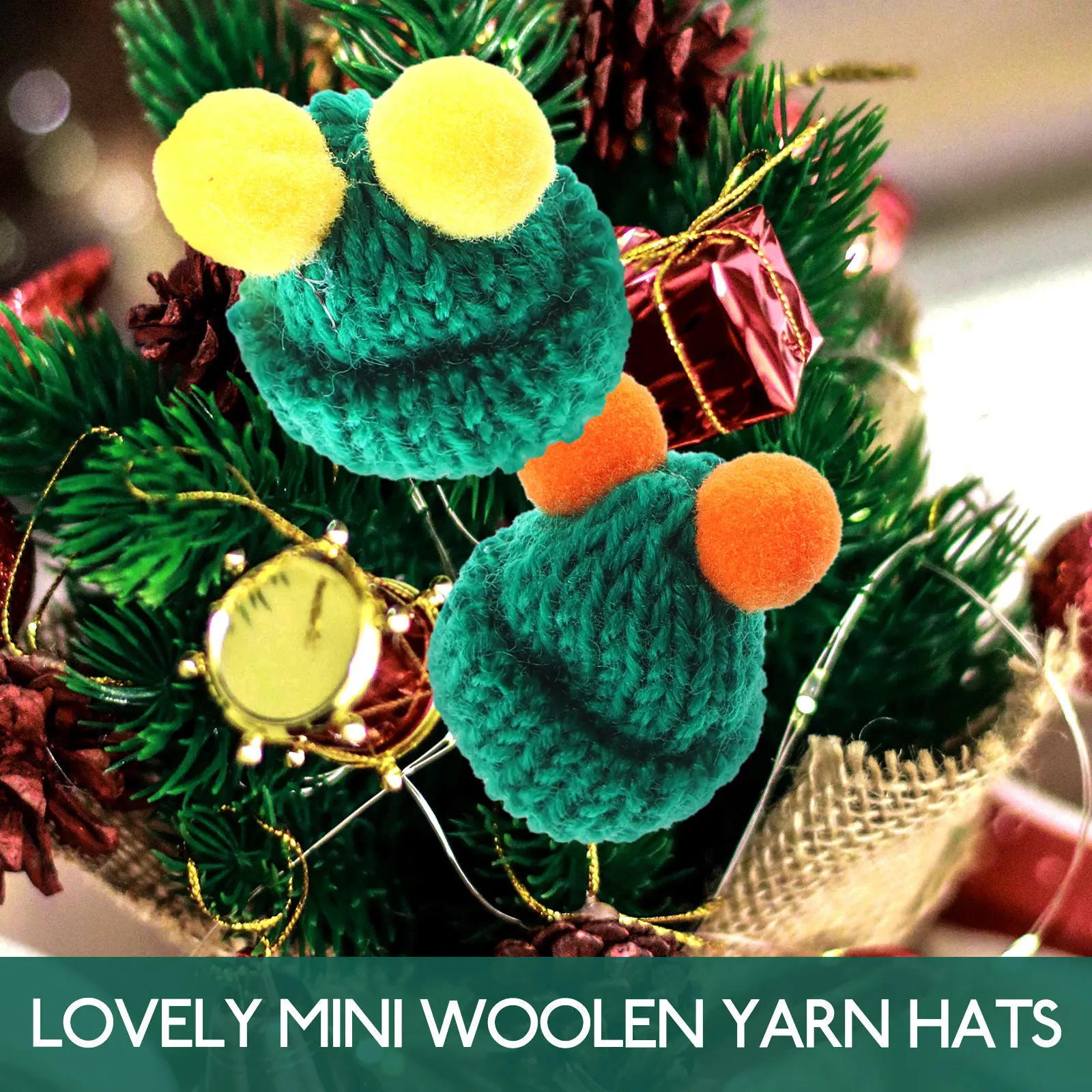 30Pcs Mini Knitting Hats Wool Yarn DIY Making Accessories Christmas Party Decorations Mini Knit Hat Hat Tiny Kitting Hats