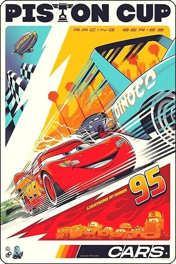 Piston Cup Cars Poster Metal Tin Sign Plaque Man Cave Wall   Wall Art Decoration