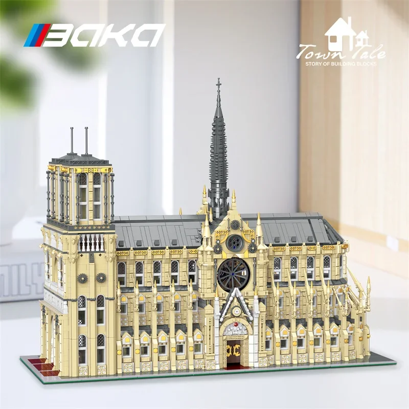 MOC Architecture European Notre-Dame Paris Model 33213 8225Pcs World Cathedral Modular Building Block Brick Children Toys Gifts