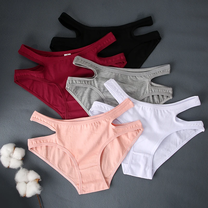 1PC Women Cotton Briefs Women Panties Sexy Cross Low Waist Female Underpants Solid Color Comfortable Ladies Pantys Lingerie S-XL