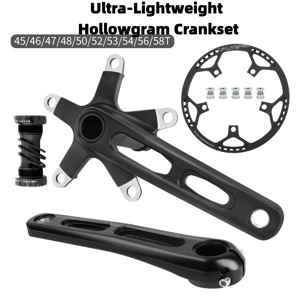 

Bike Crankset Chainring Bicycle 130BCD Chainring with Protective Cover 45/47/53/56/58T for Folding Bicycle Aluminum Alloy