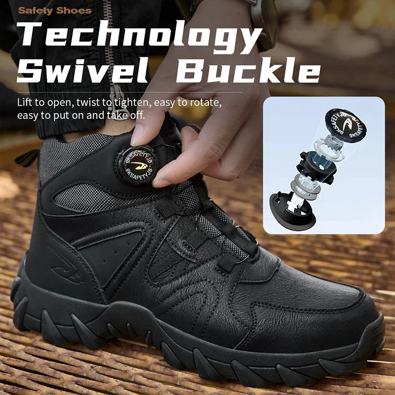 New Men's Safety Boots Work Boots Anti-smashing Anti-puncture Men Boots High Top Outdoor Safety Shoes Protective Steel Toe Shoes - view 5