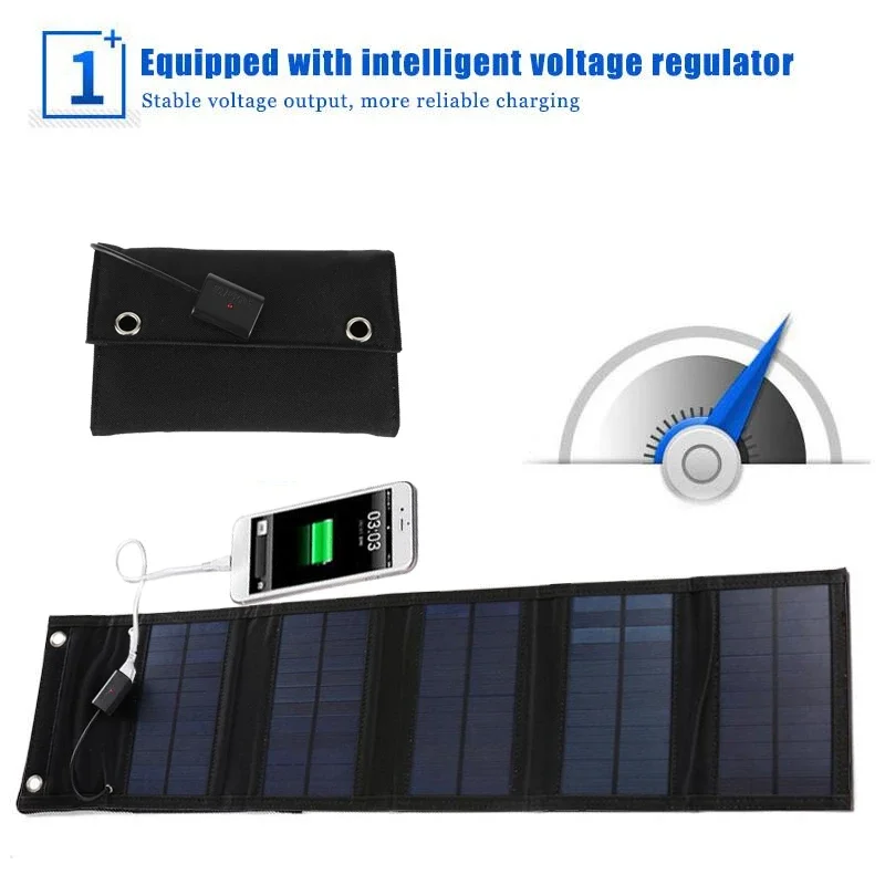 100W Foldable Solar Panel Charger 5V USB Output Power Charge Portable Cells Solar for Phone Home Outdoor Camping Outdoor Hiking