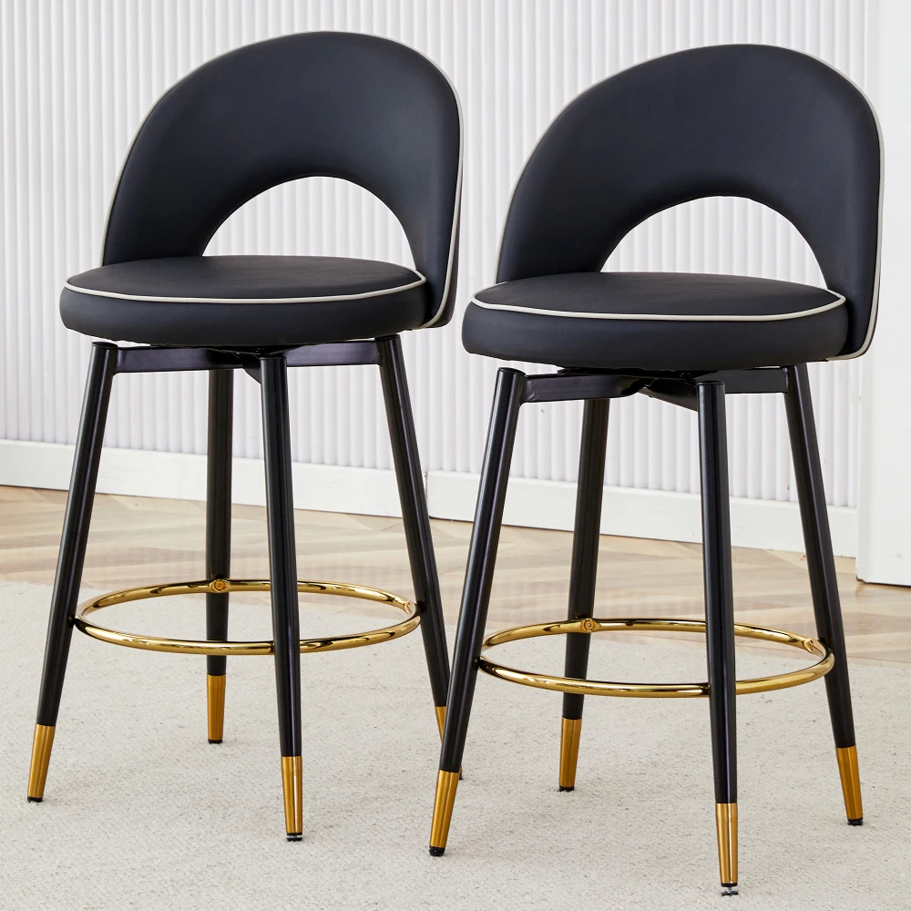 

360 ° Rotatable Bar Chair.Modern PU Comfortable Upholstered Bar Chair Smooth and Beautiful Metal Legs for Dining Room, Kitchen