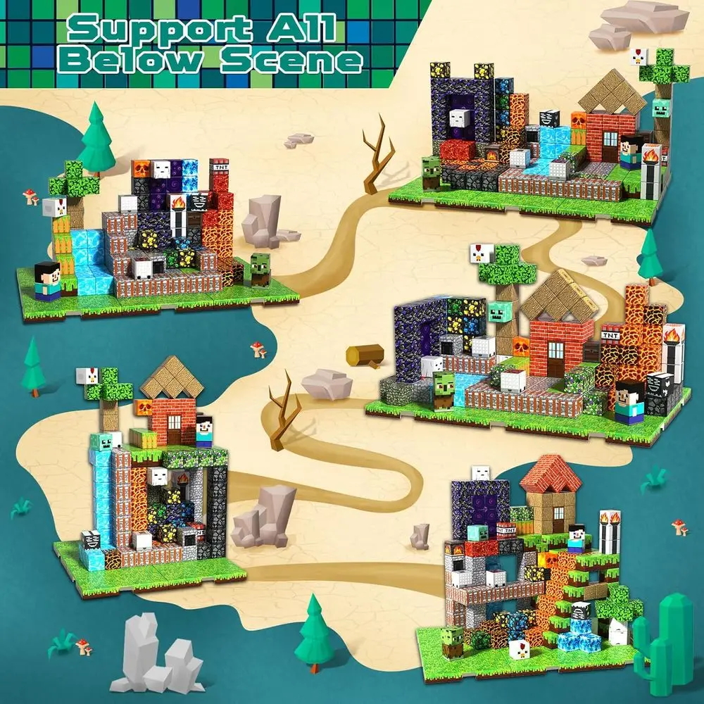 مجموعة البناء المغناطيسي: كتل مكونة من 200 قطعة مع 6 قواعد للأطفال من 3 إلى 10 سنوات، هدية مثالية للجذعية للأعمار من 4 إلى 8 سنوات