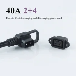 2+4 Electric Vehicle Lithium Battery Connector 40A High-power Charging Port Socket E-Bike 6Pin Socket Discharging Power Cord