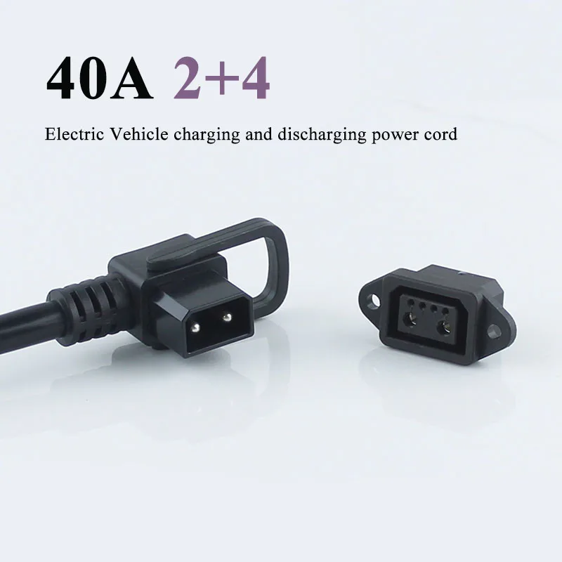 2+4 Electric Vehicle Lithium Battery Connector 40A High-power Charging Port Socket E-Bike  6Pin Socket Discharging Power Cord