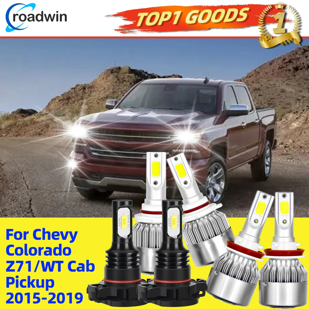 

4/6 шт. для Chevy Colorado Z71/WT Cab Pickup 2015 2016 2017 2018 2019 9005 H11 дальнего ближнего света + 5202 противотуманная фара 6000K белого цвета IP68