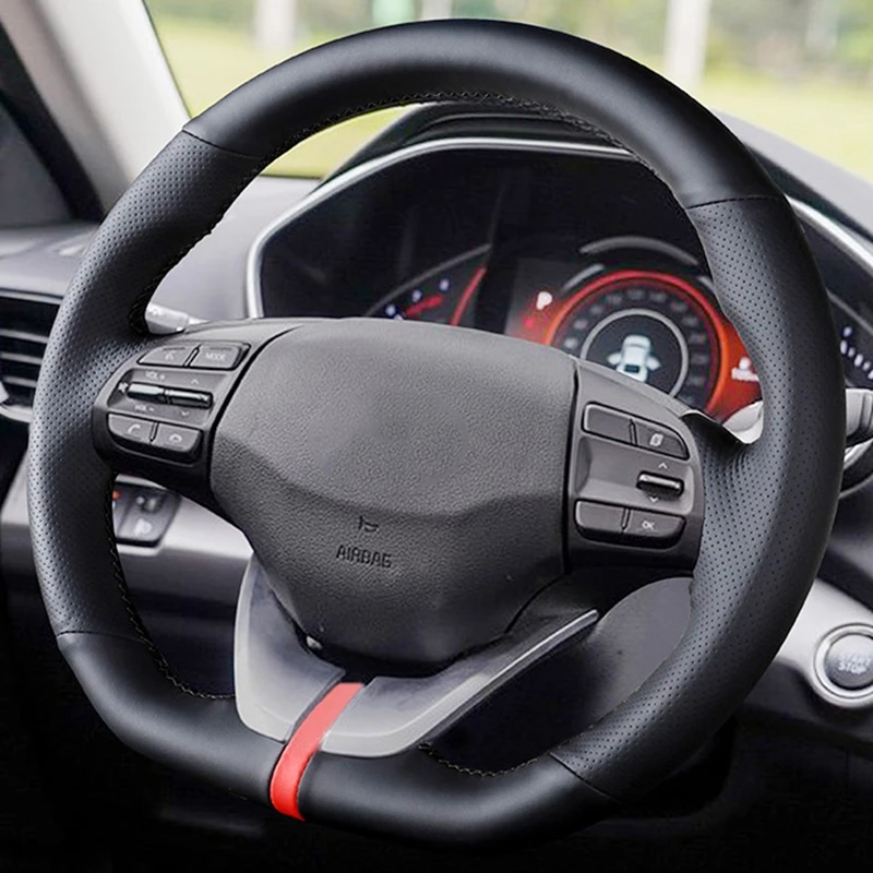 Customized Car Steering Wheel Cover Non-Slip Leather Car Accessories For Hyundai Ioniq 2017-2019 Elantra 4 2016 2017 2018 2019