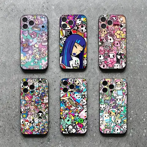 Japan T-Tokidokis Phone Case For iPhone 17,16,15,14,13,12,11,Plus,Pro Max,XS,X,XR,SE,Mini,Soft Silicone Black Cover