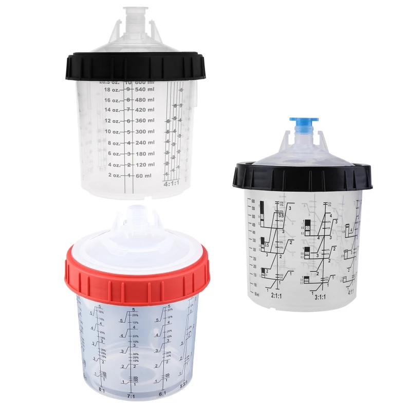 Transparent Scale Cup with Lid Plastic Graduated Cups Plastic Mixing Cup 600ml