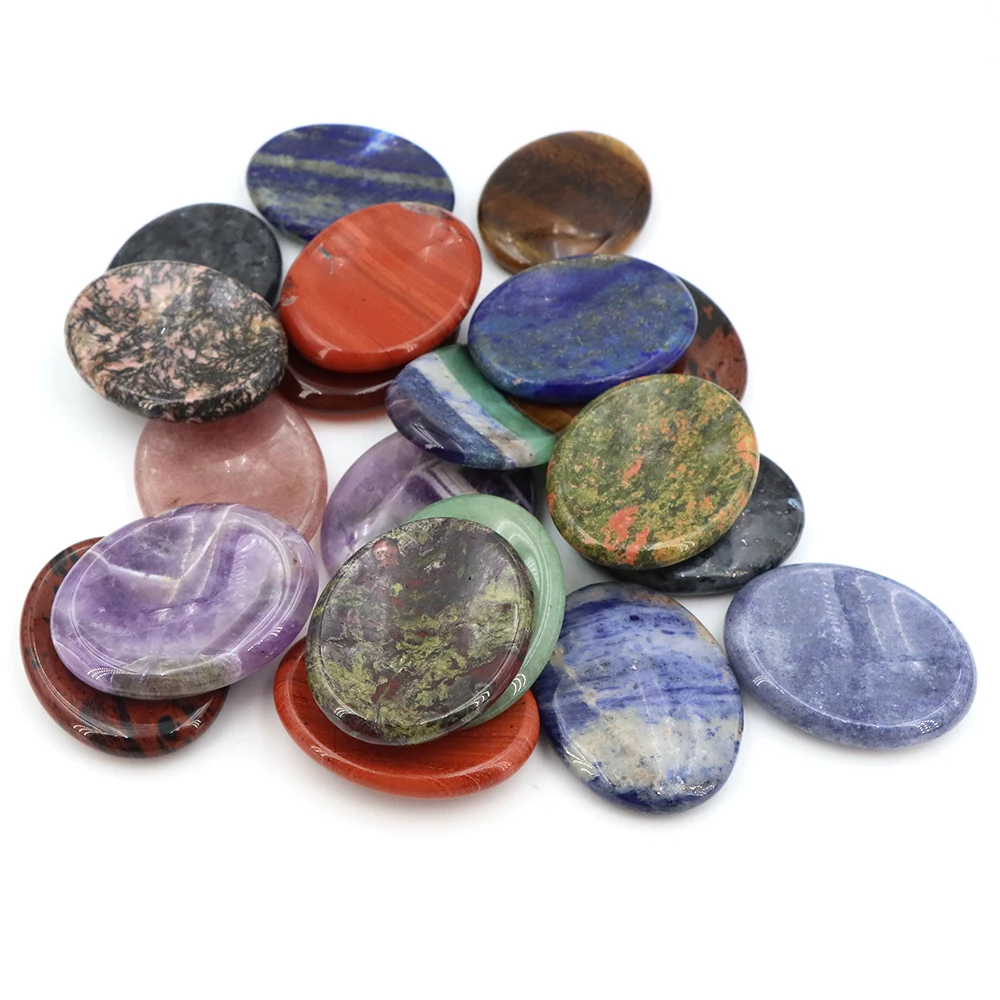 Oval Natural Stone Worry Stone 35x45mm Healing Crystal Thumb Stone Stress Relief Chakra Balancing Pocket for Yoga Meditation Gif view 5