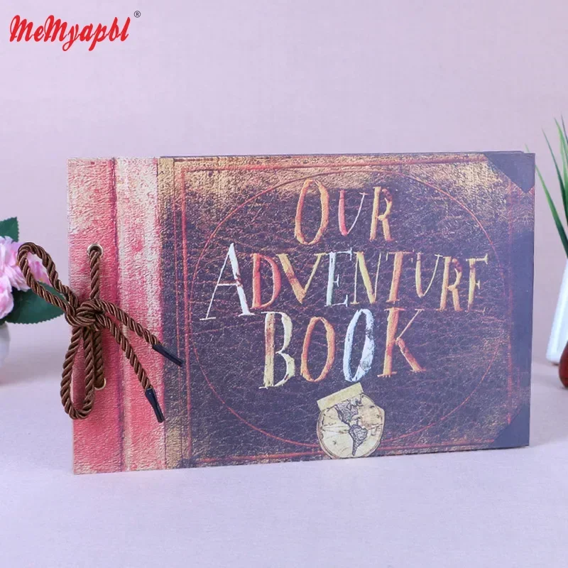 

Photo Album Retro DIY Family Handmade Sticky Type Baby Autograph Album Our Adventure Book 40 Light Sheets Christmas Gift