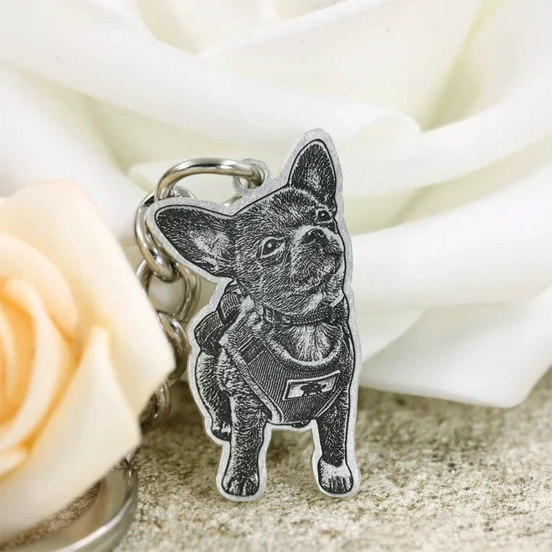 

DHQH Customized Photo Pet Portrait Keychain Personalized Carving Pet Dog Cat CustomizeCommemorative Keychain Pet Christmas Gift