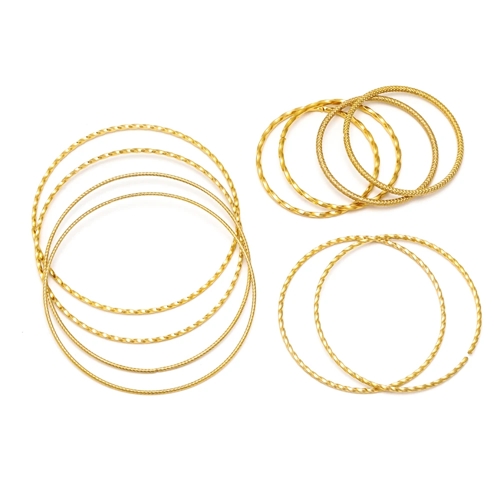 10pcs Stainless Steel Gold Earrings Rings Spiral Round Twisted Big Circle Ear Wire Hoops Pendant Connectors DIY Jewelry Findings